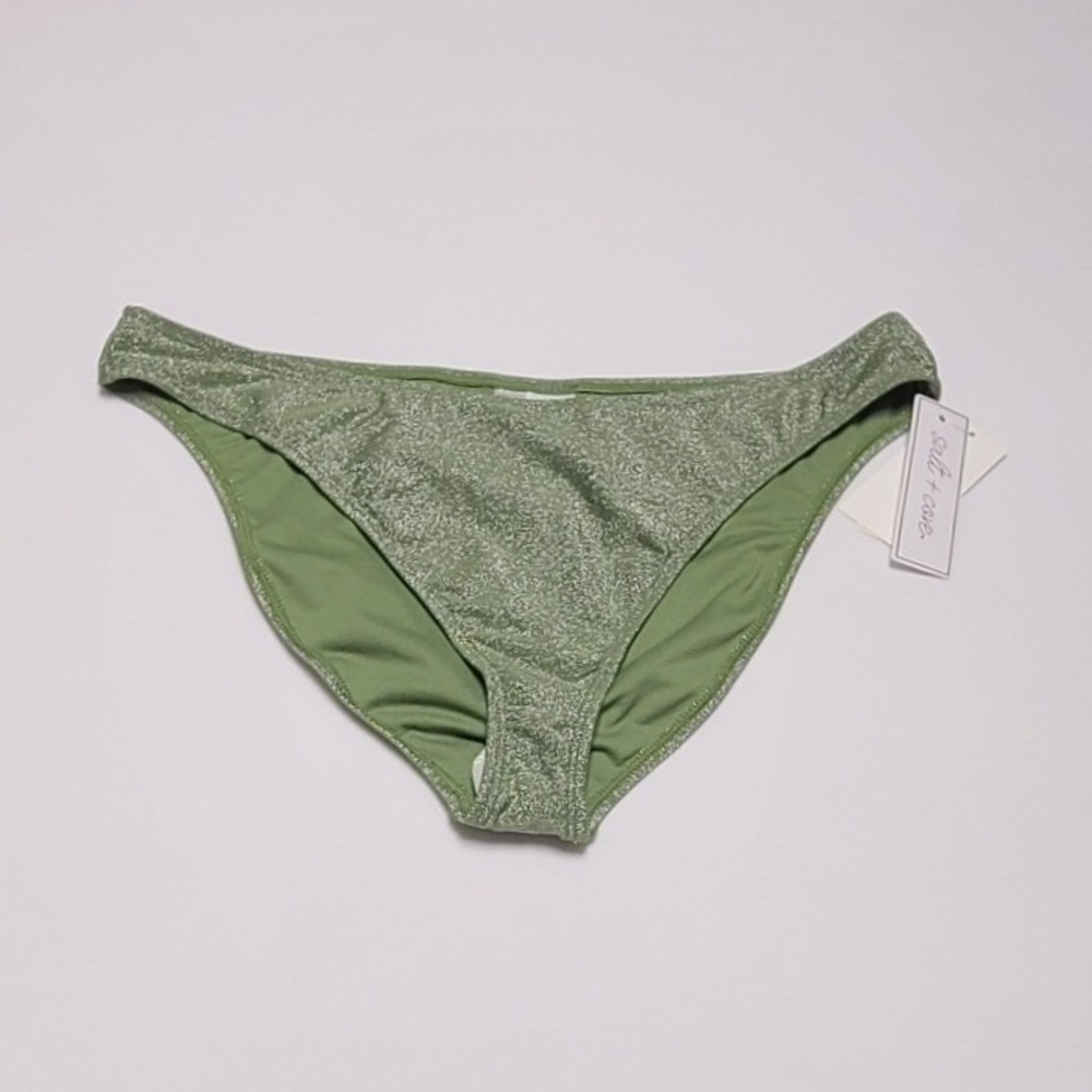 Salt + Cove Women's XL Sage Green Metallic Shimmer Bikini Swim Bottom New
